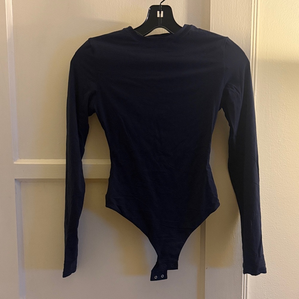 Skims Navy Long Sleeve Bodysuit